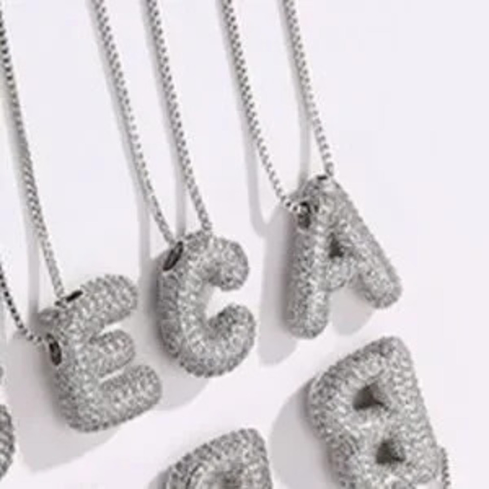 Silver Initial Pendant Necklaces (5103)